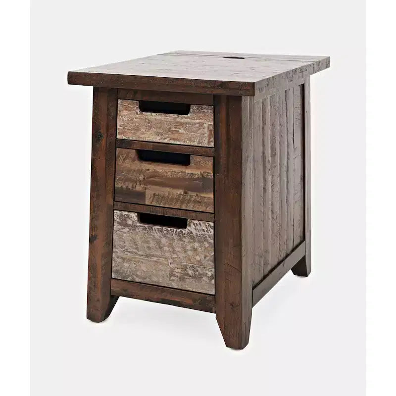 Jofran, Table d'appoint rustique en acacia massif avec chargement USB Painted Canyon