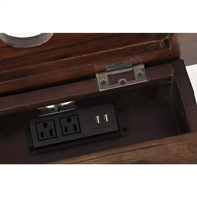 Jofran, Table d'appoint rustique en acacia massif avec chargement USB Painted Canyon