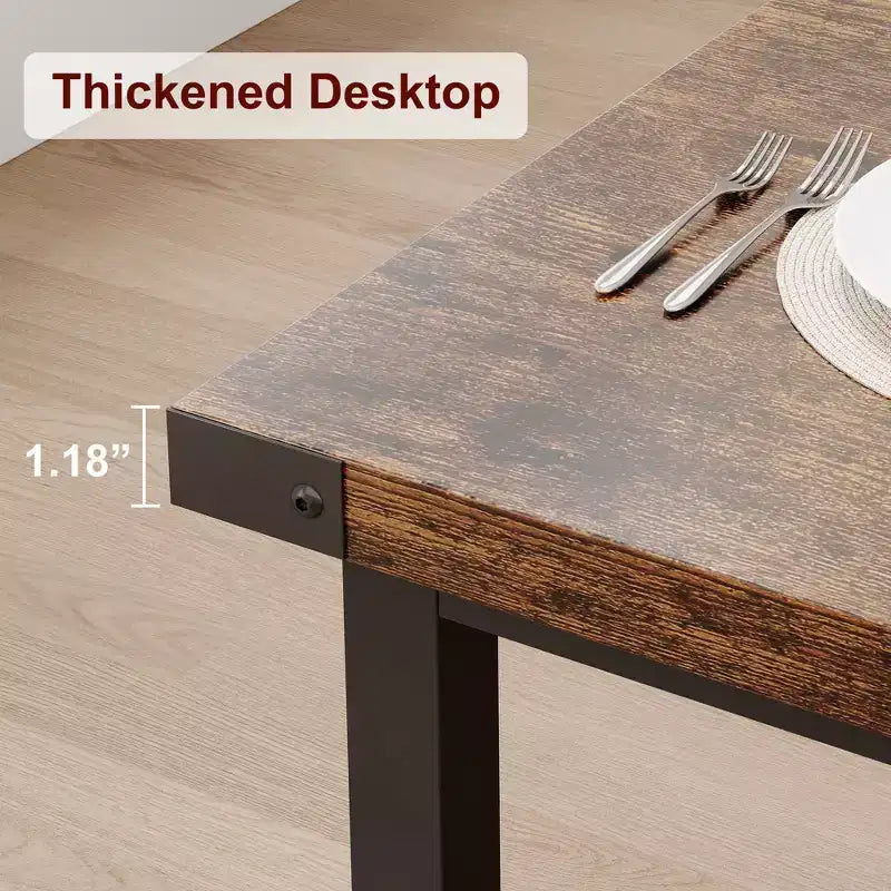 Table à manger pour 6 à 8 personnes, table de salle à manger rectangulaire en bois de 180 cm, table de cuisine robuste, table de dîner, montage facile