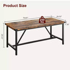 Table à manger pour 6 à 8 personnes, table de salle à manger rectangulaire en bois de 180 cm, table de cuisine robuste, table de dîner, montage facile