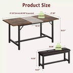Ensemble de table à manger pour 4-6 personnes, grande table de cuisine en bois extensible pour 6 personnes, ensemble de table de cuisine rectangulaire avec 2 bancs rembourrés
