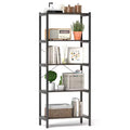 Costway 1/2 PCS 5-Tier Bookshelf Bookcase with Metal Frame & Dual Anti-Tipping Kits Storage Rack