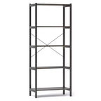 Costway Lot de 1 ou 2 Bibliothèques à 5 Étages avec Cadre Métallique et Double Dispositif Anti-Basculement Étagère de Rangement