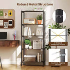 Costway Lot de 1 ou 2 Bibliothèques à 5 Étages avec Cadre Métallique et Double Dispositif Anti-Basculement Étagère de Rangement