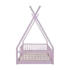 Lit cabane Montessori en bois Whisen, taille jumeau, lit plateforme en forme de maison avec barrière