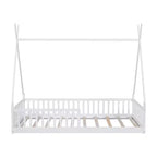 Lit cabane Montessori en bois Whisen, taille jumeau, lit plateforme en forme de maison avec barrière