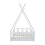 Lit cabane Montessori en bois Whisen, taille jumeau, lit plateforme en forme de maison avec barrière