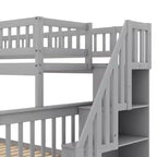 Lit superposé double sur plein Whisen avec lit gigogne et escalier de rangement