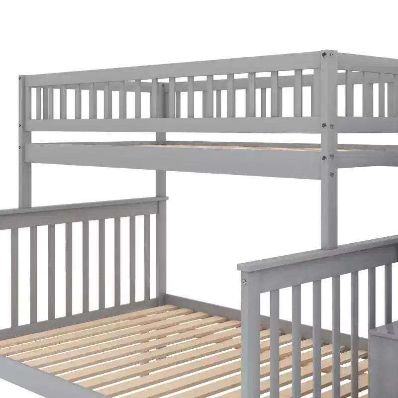 Lit superposé double sur plein Whisen avec lit gigogne et escalier de rangement