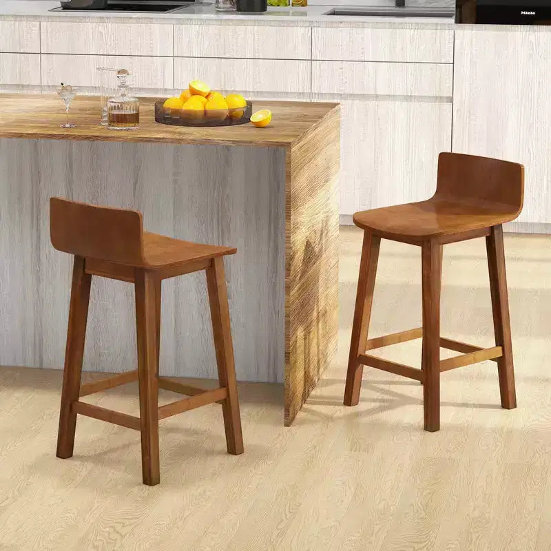 Tabourets de bar Costway 24,5 po en bois, lot de 2, avec dossier et assise solides, chaises de bar de style moderne, marron/noir/blanc