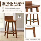 Tabourets de bar Costway 24,5 po en bois, lot de 2, avec dossier et assise solides, chaises de bar de style moderne, marron/noir/blanc