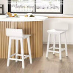 Tabourets de bar Costway 24,5 po en bois, lot de 2, avec dossier et assise solides, chaises de bar de style moderne, marron/noir/blanc