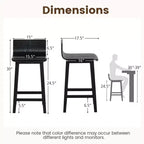 Tabourets de bar Costway 24,5 po en bois, lot de 2, avec dossier et assise solides, chaises de bar de style moderne, marron/noir/blanc