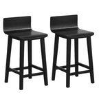 Costway 24.5 Wood Bar Stools Set of 2 with Solid Back & Seat Mid Century Bar Chairs Brown/Black/White