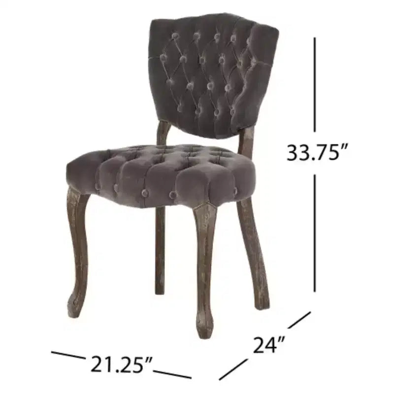 2 ensembles de chaises capitonnées en velours Altay couleur charbon patiné