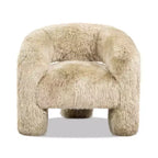 Jennifer Taylor Home Avalon 35 Genuine Sheepskin Fur Split Barrel Back Accent Chair, Natural Blonde Genuine Fur
