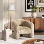 Fauteuil d'appoint Jennifer Taylor Home Avalon 35 avec dossier fendu en fourrure de mouton véritable, fourrure véritable blonde naturelle
