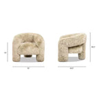 Fauteuil d'appoint Jennifer Taylor Home Avalon 35 avec dossier fendu en fourrure de mouton véritable, fourrure véritable blonde naturelle