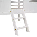 Whisen 80.4''L 45.2''W 71.4''H Lit mezzanine bas en forme de maison, taille double, avec toit et deux fenêtres frontales - Blanc