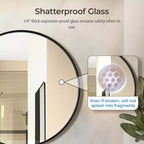 Miroir mural rond noir USHOWER - Miroir cercle à cadre métallique pour salle de bain, chambre, salon et décoration d'entrée