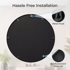Miroir mural rond noir USHOWER - Miroir cercle à cadre métallique pour salle de bain, chambre, salon et décoration d'entrée