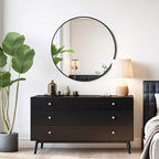 Miroir mural rond noir USHOWER - Miroir cercle à cadre métallique pour salle de bain, chambre, salon et décoration d'entrée