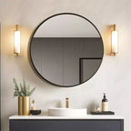 Miroir mural rond noir USHOWER - Miroir cercle à cadre métallique pour salle de bain, chambre, salon et décoration d'entrée