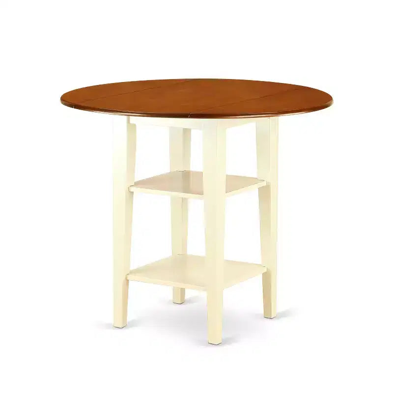 Table de cuisine ronde HomeStock avec deux étagères