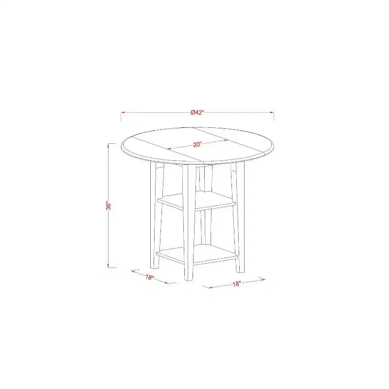 Table de cuisine ronde HomeStock avec deux étagères
