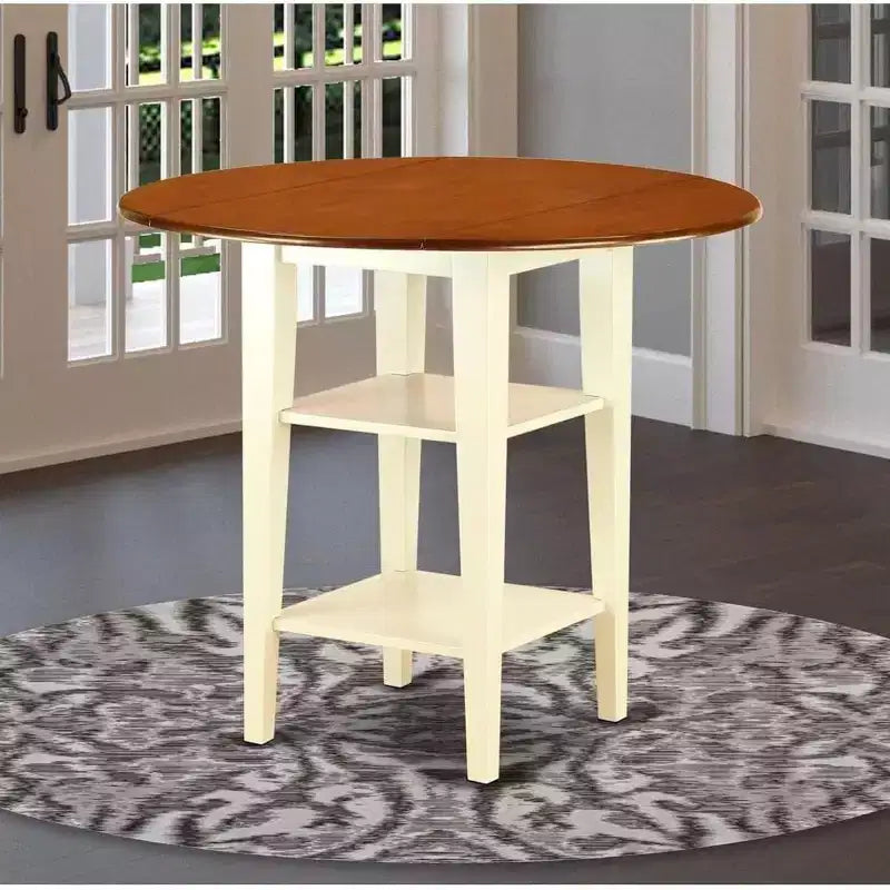 Table de cuisine ronde HomeStock avec deux étagères