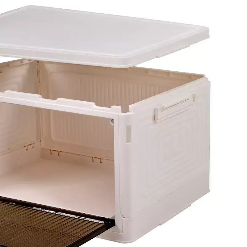 Bacs de rangement pliables VECELO à 3/4 niveaux, casiers à jouets en plastique, organisateur de vêtements empilable avec roulettes verrouillables, blanc