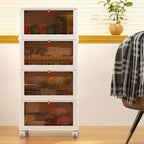 Bacs de rangement pliables VECELO à 3/4 niveaux, casiers à jouets en plastique, organisateur de vêtements empilable avec roulettes verrouillables, blanc