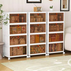 Bacs de rangement pliables VECELO à 3/4 niveaux, casiers à jouets en plastique, organisateur de vêtements empilable avec roulettes verrouillables, blanc
