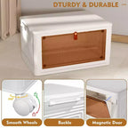 Bacs de rangement pliables VECELO à 3/4 niveaux, casiers à jouets en plastique, organisateur de vêtements empilable avec roulettes verrouillables, blanc