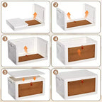 Bacs de rangement pliables VECELO à 3/4 niveaux, casiers à jouets en plastique, organisateur de vêtements empilable avec roulettes verrouillables, blanc
