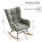 Fauteuil à bascule pour chambre d'enfant, fauteuil planeur rembourré en tissu peluche avec dossier haut, accoudoirs et poches latérales, pour chambre à coucher, salon