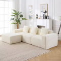 Modern Minimalist Modular Sectional Sofa, L-Shape Upholstered Cloud Couch with Deep Seats, Right Facing Chaise for Living Room-White