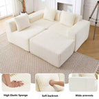 Canapé d'angle modulable moderne minimaliste, canapé nuage rembourré en forme de L avec assises profondes, méridienne à droite pour salon-Blanc