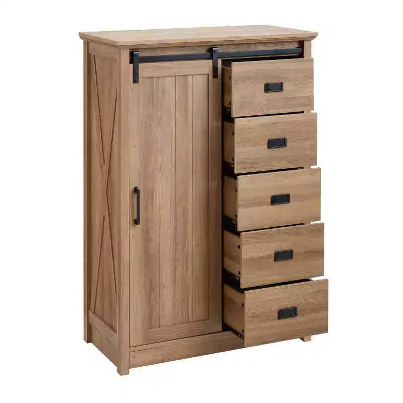 Meuble d'appoint AndMakers de 120,95 cm de hauteur avec 5 tiroirs et 4 étagères