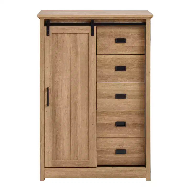 Meuble d'appoint AndMakers de 120,95 cm de hauteur avec 5 tiroirs et 4 étagères