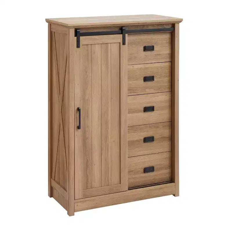 Meuble d'appoint AndMakers de 120,95 cm de hauteur avec 5 tiroirs et 4 étagères