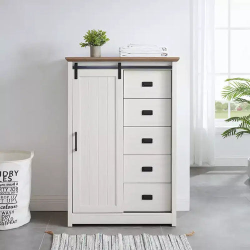AndMakers 47.64 in. H Accent Cabinet with 5 Drawers and 4 Shelves