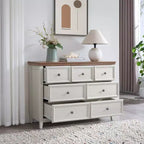 Meuble d'appoint AndMakers beige de 95,66 cm de haut avec 7 tiroirs