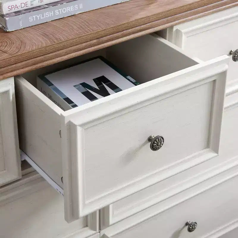 Meuble d'appoint AndMakers beige de 95,66 cm de haut avec 7 tiroirs