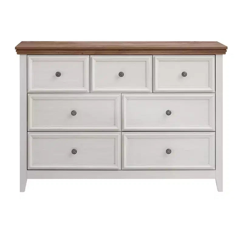 Meuble d'appoint AndMakers beige de 95,66 cm de haut avec 7 tiroirs