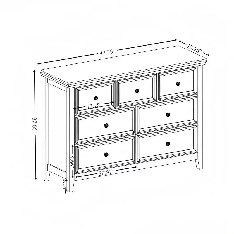 Meuble d'appoint AndMakers beige de 95,66 cm de haut avec 7 tiroirs