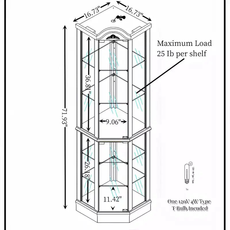 AndMakers Vitrine avec 2 portes en verre de 42,5 cm
