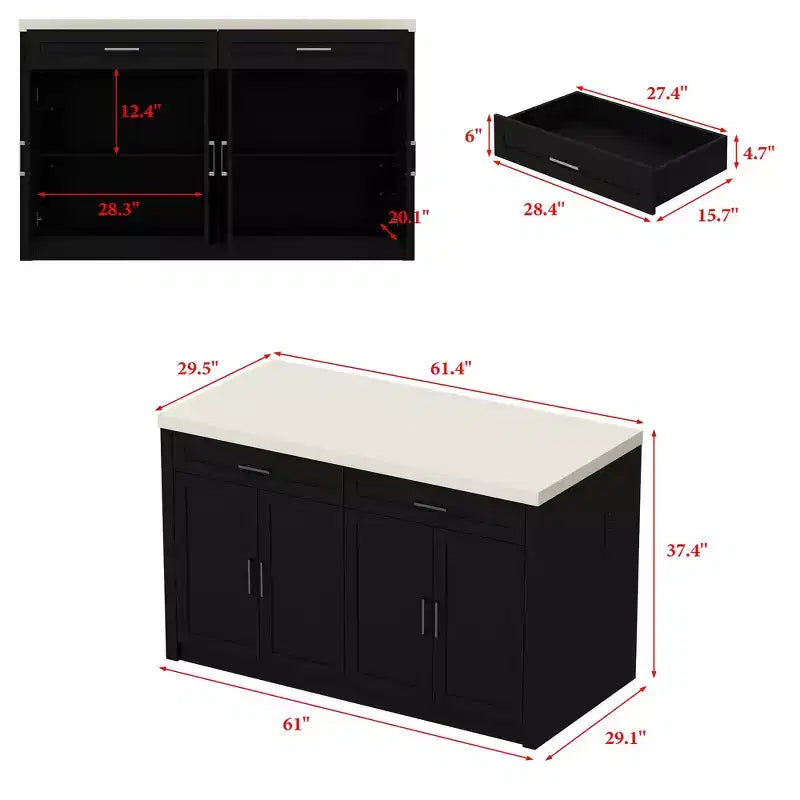 Commode Famapy 61W Meuble de Rangement pour Chambre à Coucher avec Prise Intégrée