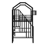 Lit mezzanine en métal Whisen 93,7"L x 41,4"l style maison avec escalier, étagère de rangement et fenêtre, avec toit