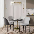 Ensemble de salle à manger 5 pièces LeisureMod Verve - Table ronde en MDF de 91,4 cm, 4 chaises de salle à manger en cuir